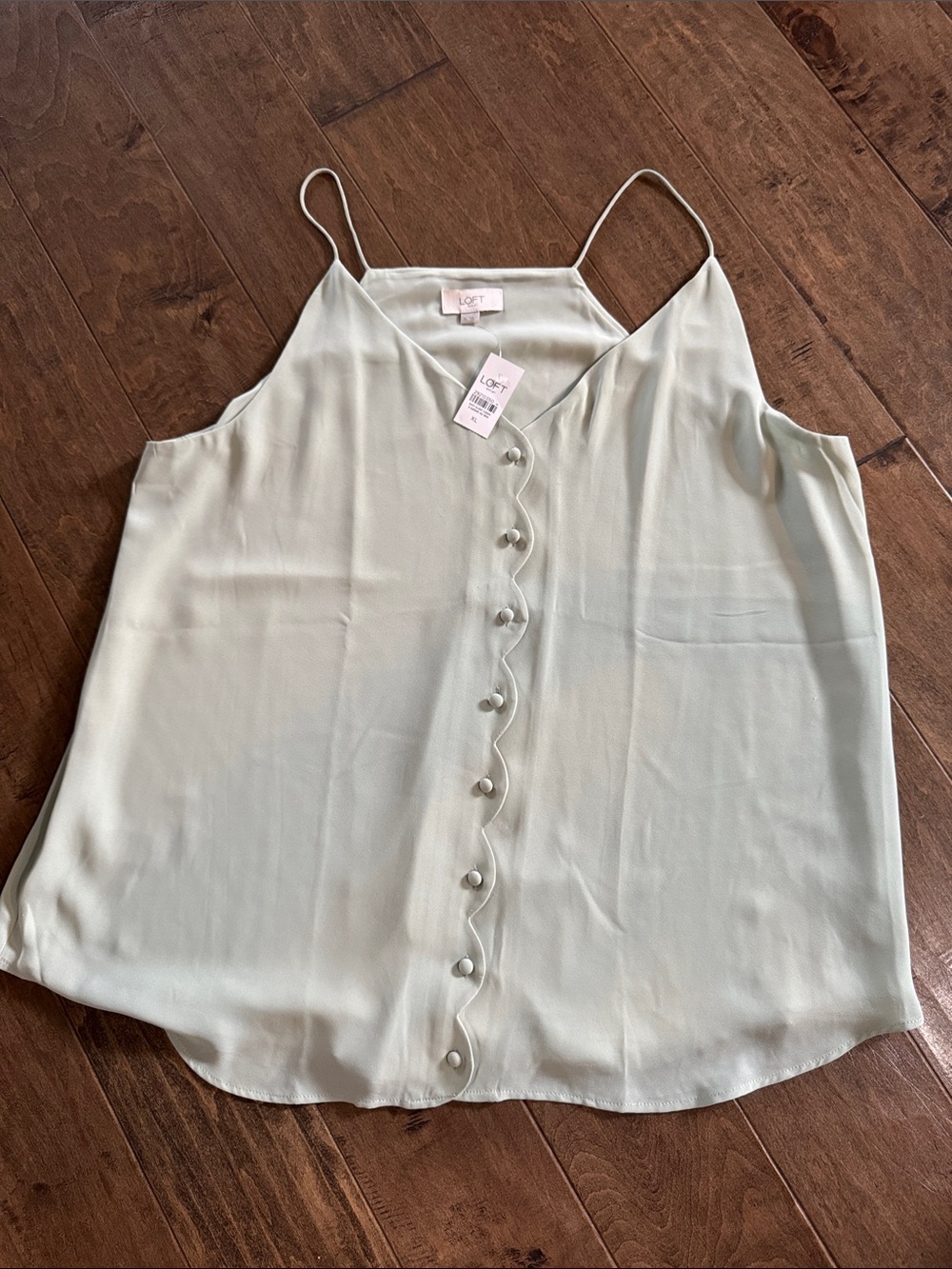 LOFT Pale Mint Button-Front Spaghetti Strap Cami